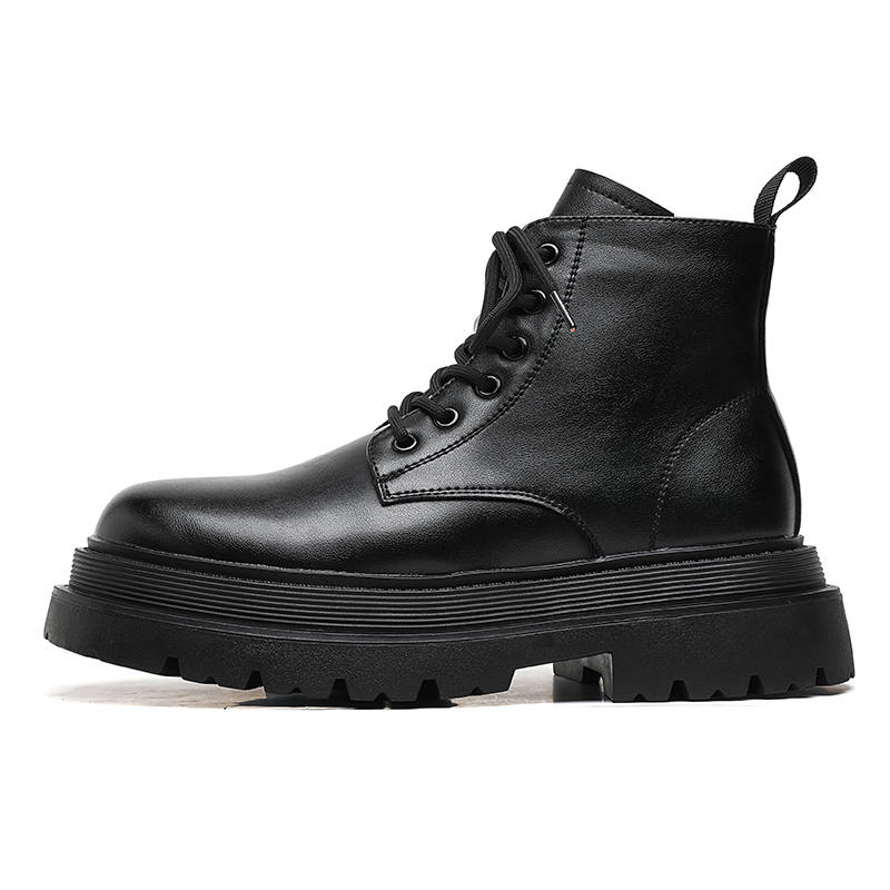 PINYI PINYI Microfiber Leather Combat Boots Men's Black