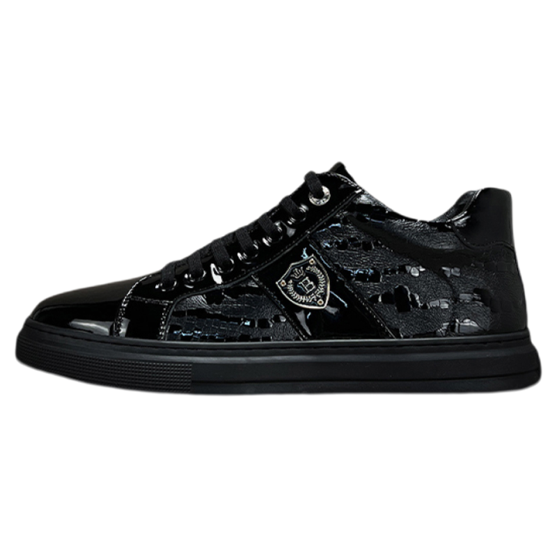 ZUOSAISI Top Grain Cow Leather Abrasion Resistant Mid top Skateboard Shoes Men's Black