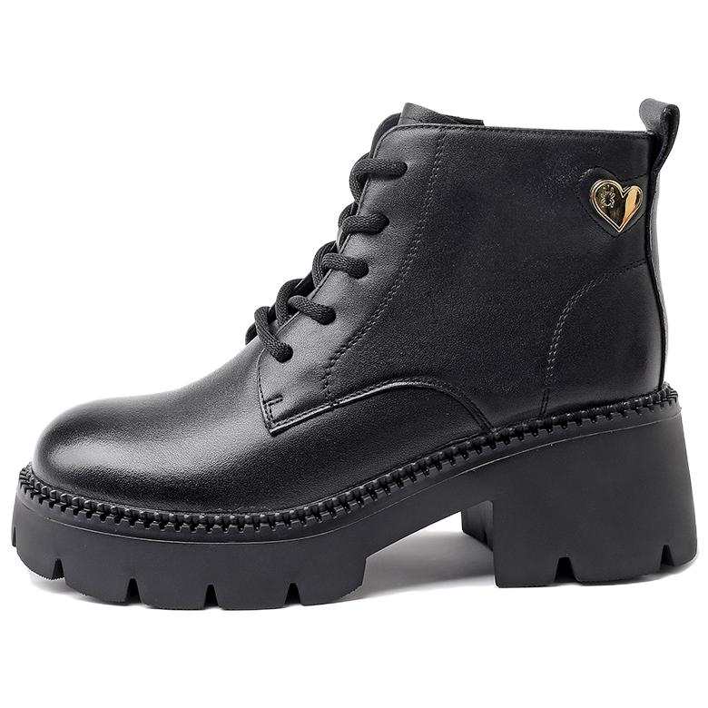 Spider King Cow Leather Crew Combat Boots Women's Black