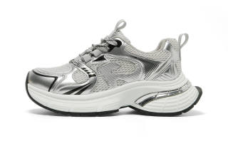 FOREVER 21 Cushioning Abrasion Resistant Slip Resistant Low top Chunky Sneakers Women's Silver