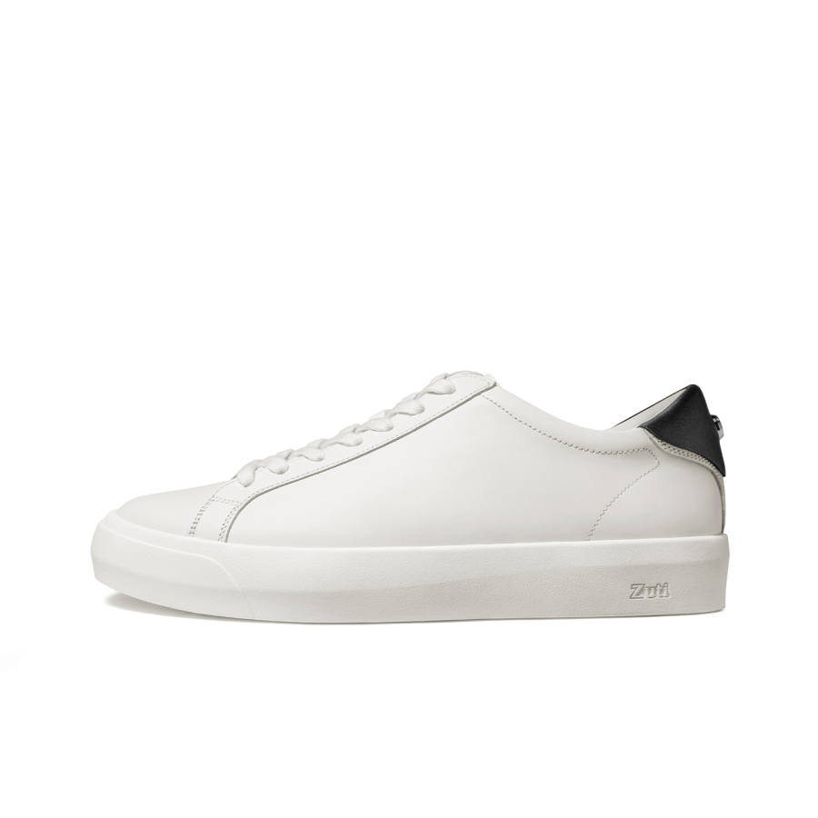 Zuti Calfskin Casual White Sneakers Low top Skateboard Shoes Men's Ecru