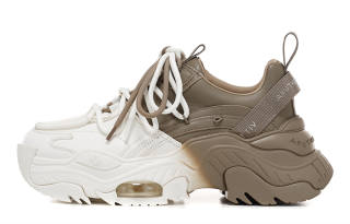 VITTORIO VENTURA Chunky Sneakers Women's Low Top Khaki & White