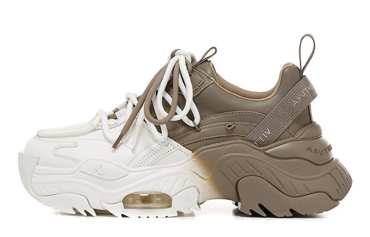 VITTORIO VENTURA Chunky Sneakers Women's Low Top Khaki & White