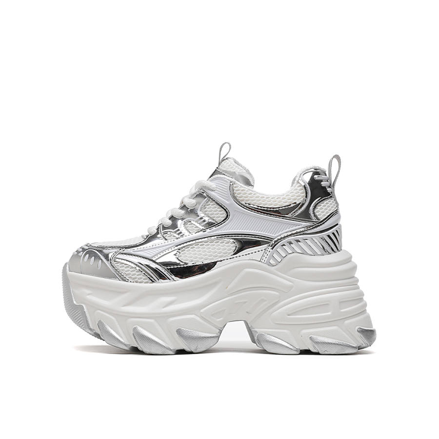 CARDANRO Petite Favorite Chunky Sneakers Women's Low Top White/White Silver