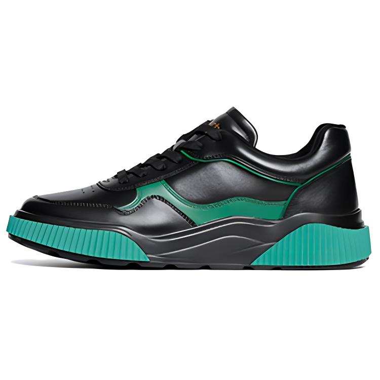 Satchi Leather Low top Casual Shoes Men's Black Green