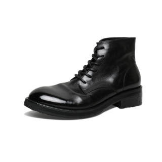 SAINTNJORD Horse Leather Short Combat Boots Men's Black