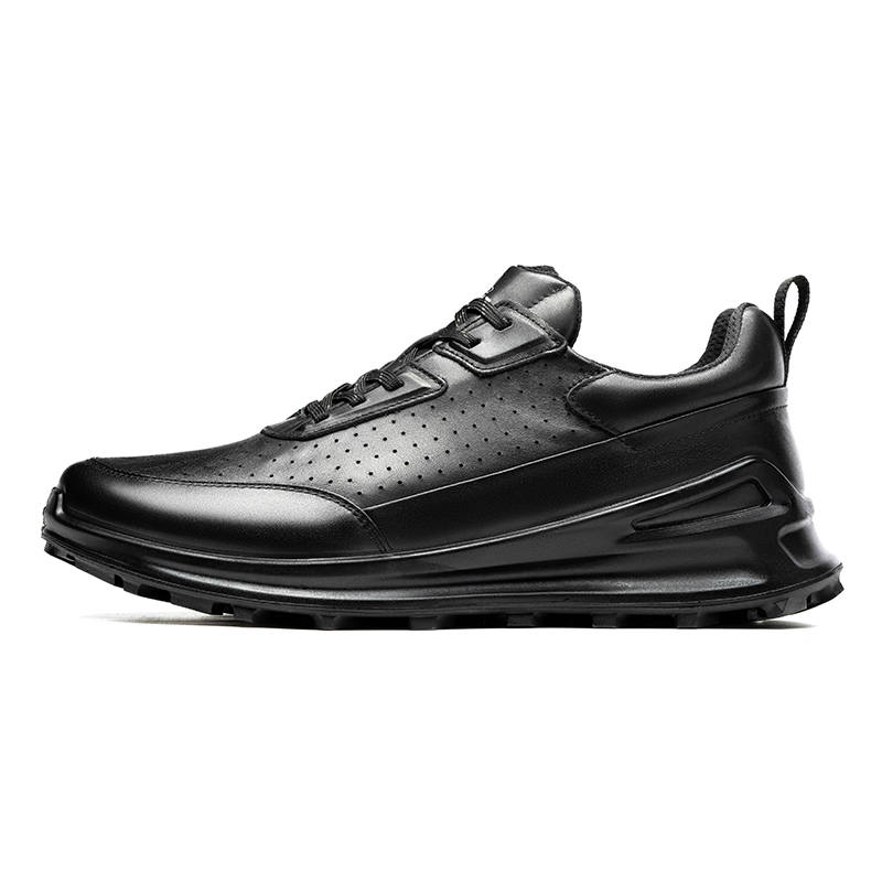 LAORENTOU Top Grain Cow Leather Low top Running Shoes Men's Black