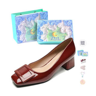 Feo Dvke Microfiber Leather Chunky Heel High Heels Women's Gift Box Set
