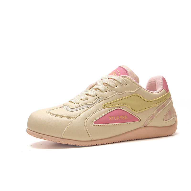 STUR YSN Synthetic Leather Wear resistant And Lightweight Low top Skateboard Shoes Women's Beige Pink