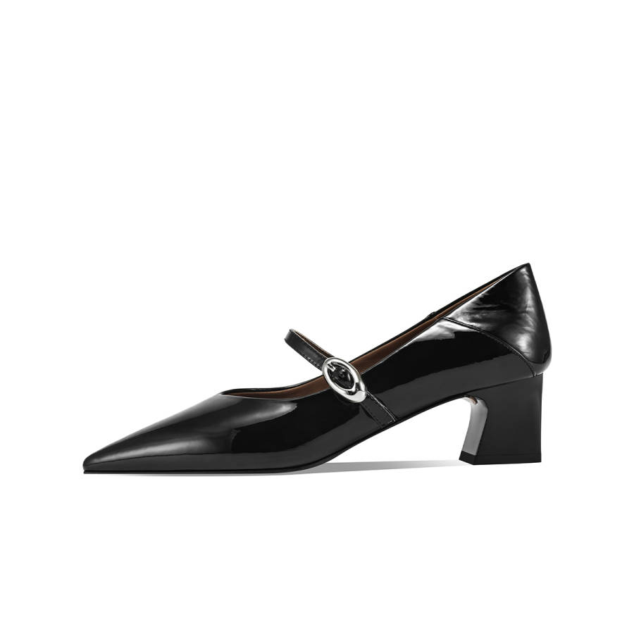 BOERDIQI Top Grain Cow Leather Chunky Heel Mary Jane Shoes 3.3cm Women's
