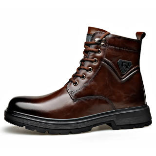 LUOMENG Combat Boots Men's Brown, Black