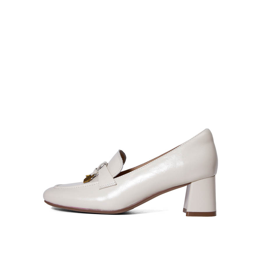 PT'SON Cow Leather Chunky Heel High Heels 5.3CM Women's