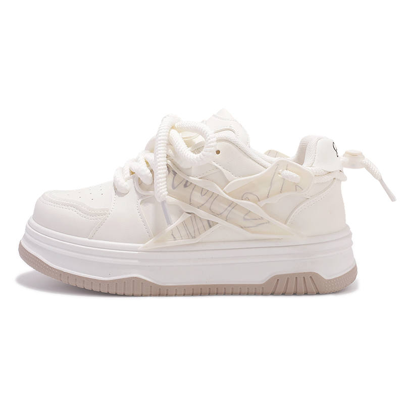 SNXR Artificial Leather Slip Resistant Lightweight Non slip Lightweight Low top Skateboard Shoes Women's Beige