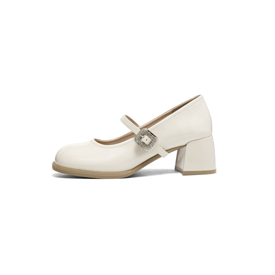 KEKAFU Mary Jane Shoes Women's Beige/Black