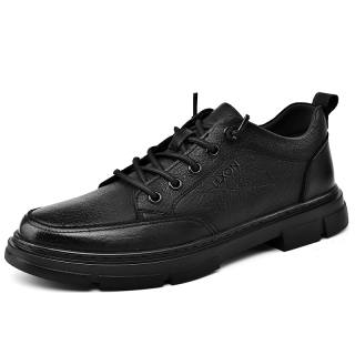 LEXON Casual Leather Shoes Men's Low Top Black/Gray