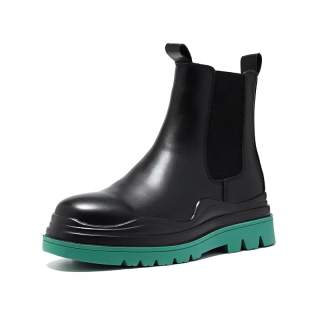 BAILUNHAN Leather Fleece Lined, Vintage Versatile Comfortable Crew Chelsea Boots Men's Black
