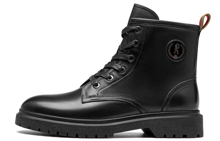 Roberta Di Camerino Cow Leather Short Combat Boots Men's Black
