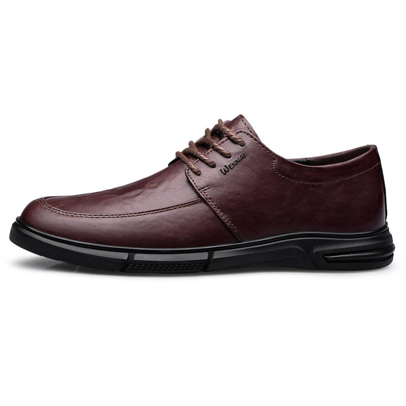 WENNAI Cow Split Leather Casual Shoes Men's Brown