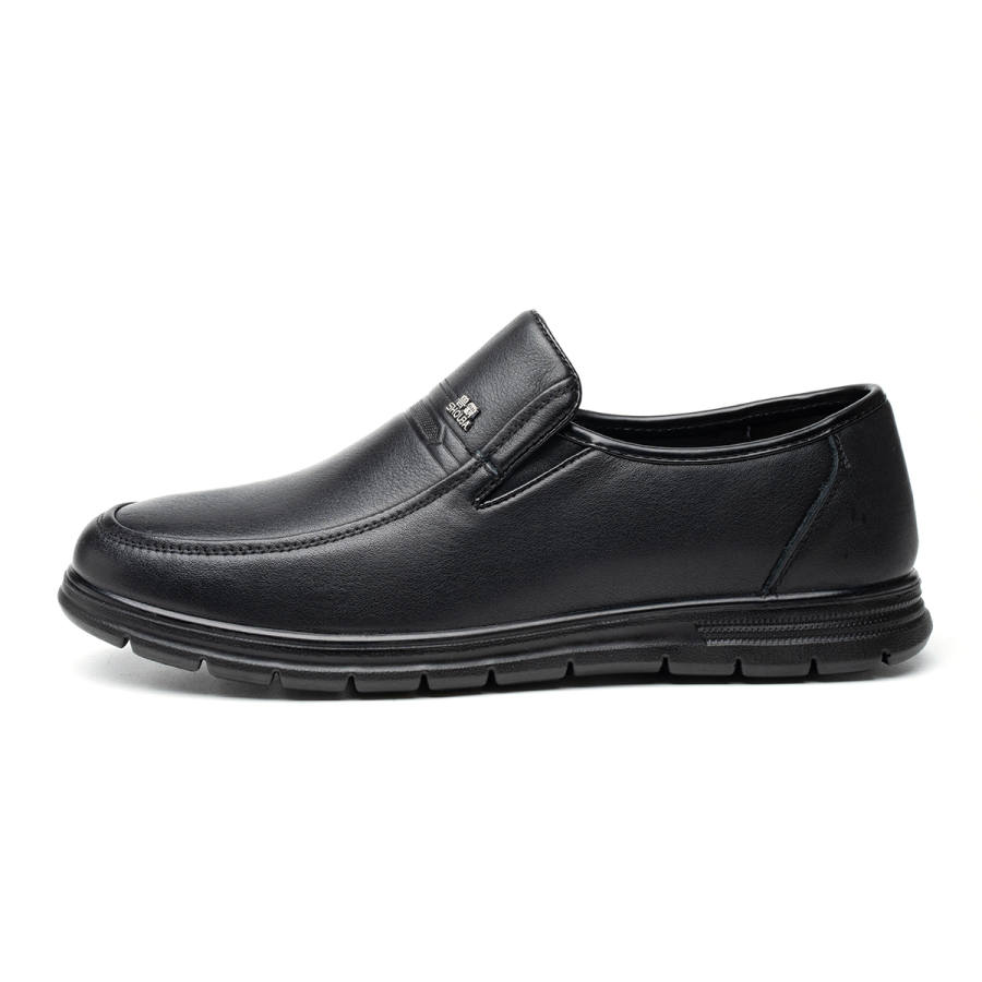 SHOUBA Top Grain Cow Leather Casual Shoes Men's Black