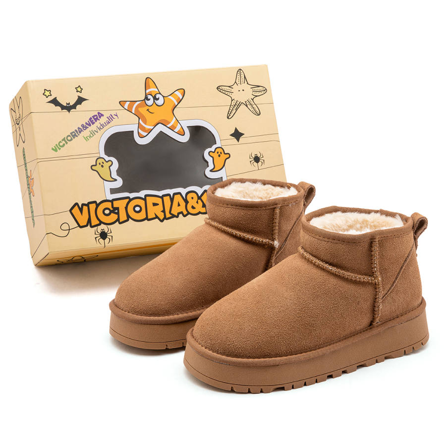 VICTORIA&VERA Thermal Height Increasing Comfortable Fleece Lined, Fashionable And Versatile, Box Short Snow Boots