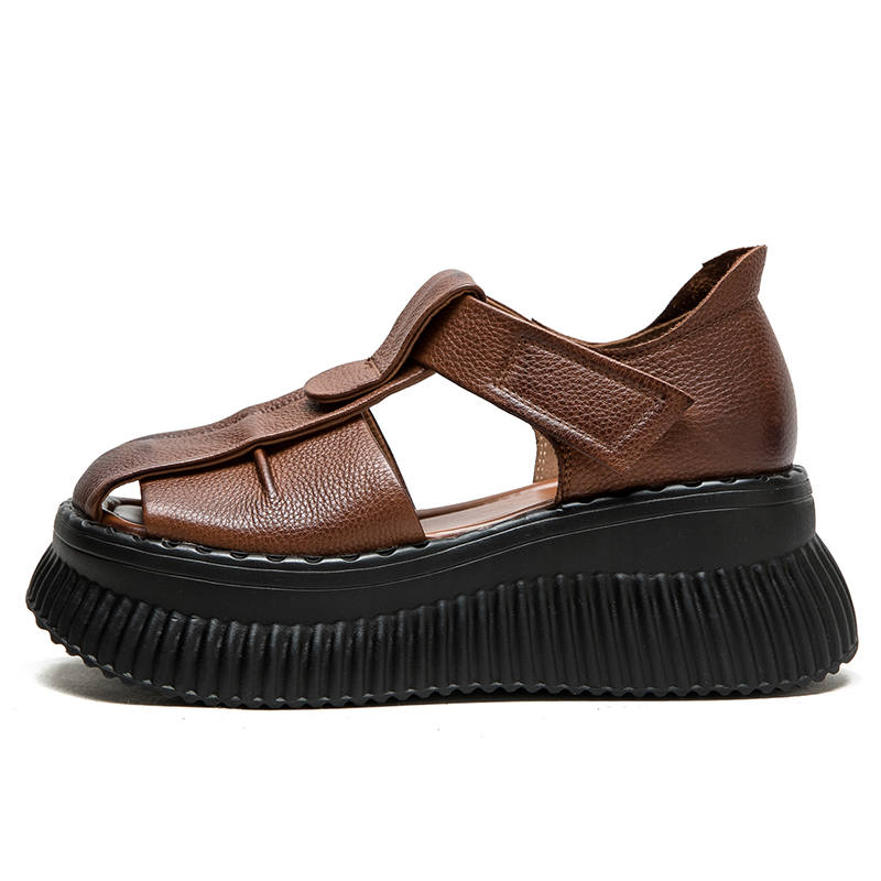 JIEZHOU Top Grain Cow Leather Roman Sandals Women's