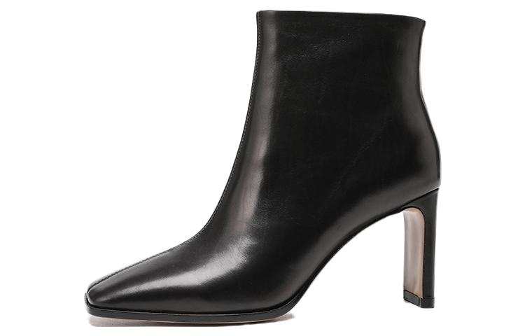 ZRO Top Grain Cow Leather Ankle Boots 8.5cm Women's Black/Coffee