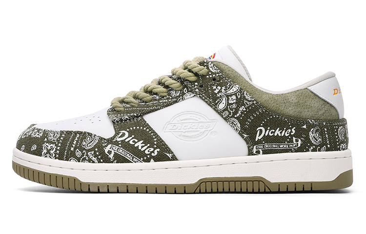 Dickies Low top Skateboard Shoes Men's Army Green & White