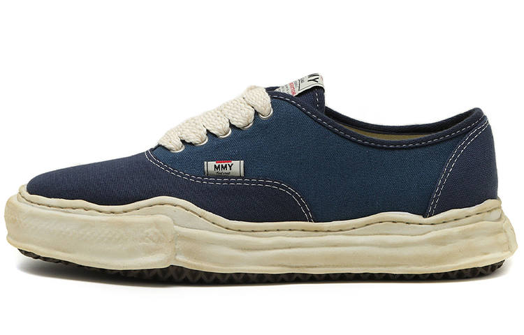 MIHARA YASUHIRO Baker Low top Stylish Skateboarding Shoes Men's Navy Blue Distressed