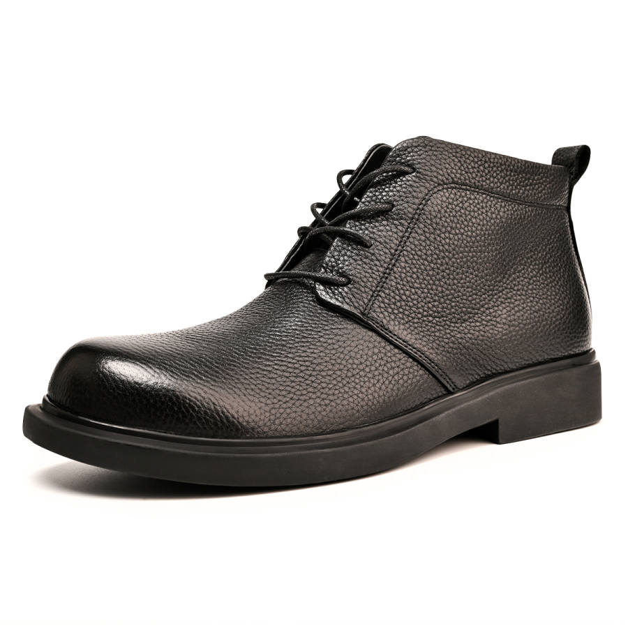 Brounvanm Brounvanm Top Grain Cow Leather Ankle Boots Men's Black