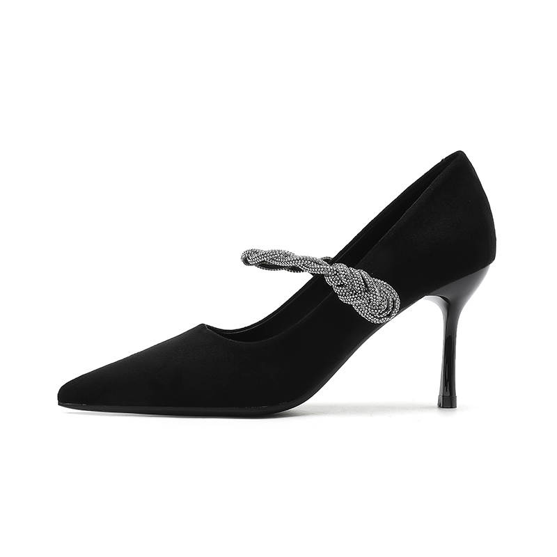 Zubumei Suede Slim Heel Mary Jane Shoes Women's