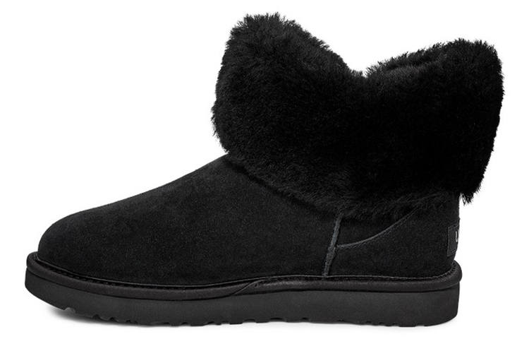 UGG UGG Cinched Fur Mini Snow Boots Black Women's