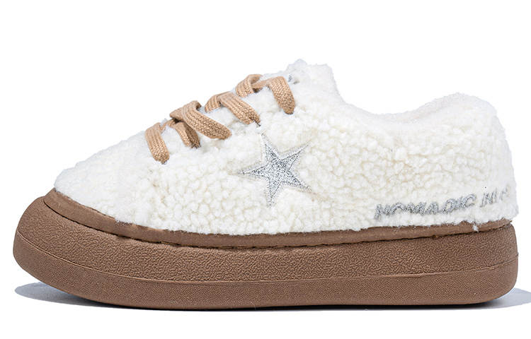 SEMIR Trendy Casual Platform Plush Fleece Lined Low top Skateboard Shoes Women's Ecru