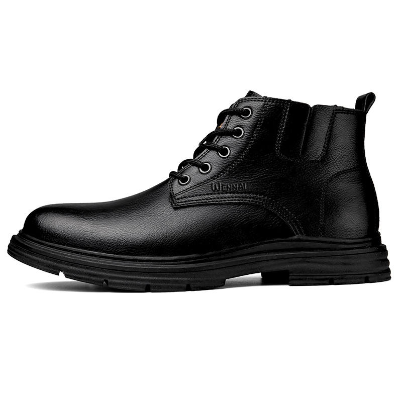 WENNAI Top Grain Cow Leather Short Combat Boots Men's