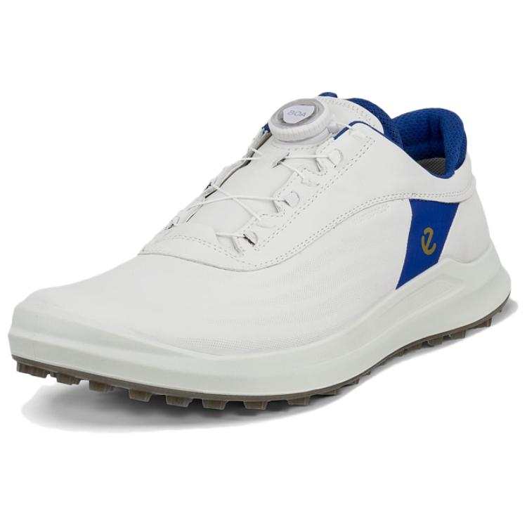 Ecco Core Cow Leather Slip Resistant Abrasion Resistant Low top Golf Shoes Men's White/Blue