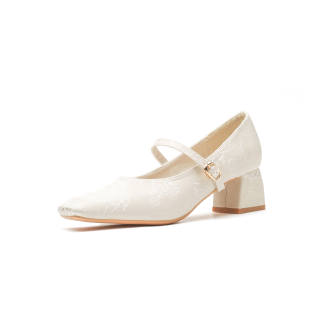 TATAYA Satin Chunky Heel Mary Jane Shoes Women's