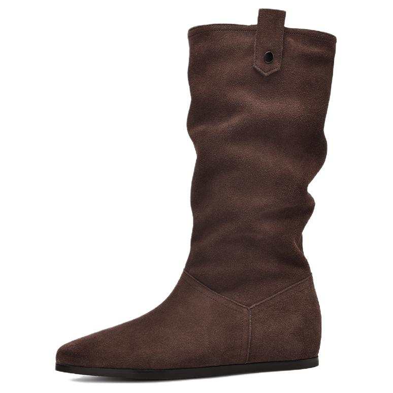 BOERDIQI Cow Split Leather Vintage Casual Versatile Fashion, Fleece Lined Thermal Ankle Boots Women's