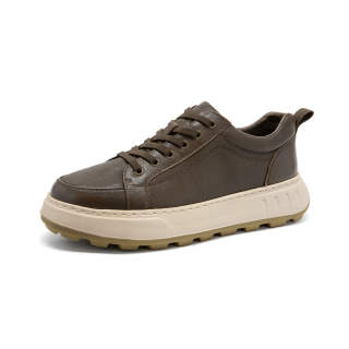 Satchi Top Grain Cow Leather Lightweight Low top Skateboard Shoes Men's Brown