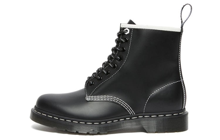Dr.Martens Dr. Martens Dr.Martens 1460 Contrast Stitch Leather Lace Up Boots 'Black Smooth Leather' Women's