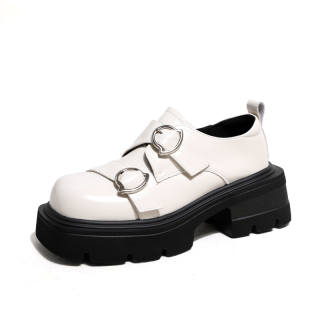 Ouumeis Cow Split Leather Loafers 7cm Women's