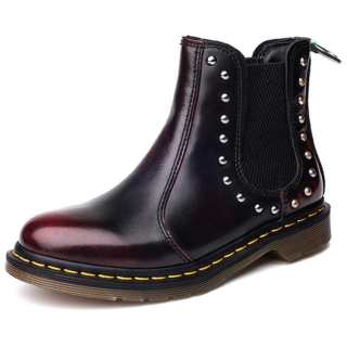 BEFFON Top Grain Cow Leather Short Chelsea Boots Women's Gradient Red
