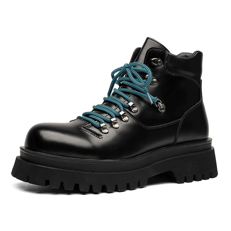 V05 V05 Microfiber Leather Short Combat Boots Men's Black