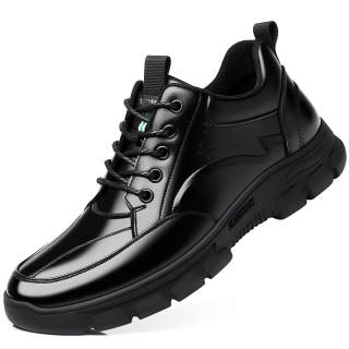 KJ Cow Split Leather Casual Shoes Men's Black