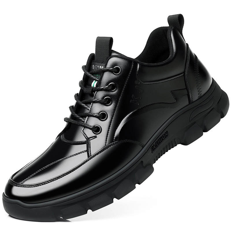 KJ Cow Split Leather Casual Shoes Men's Black