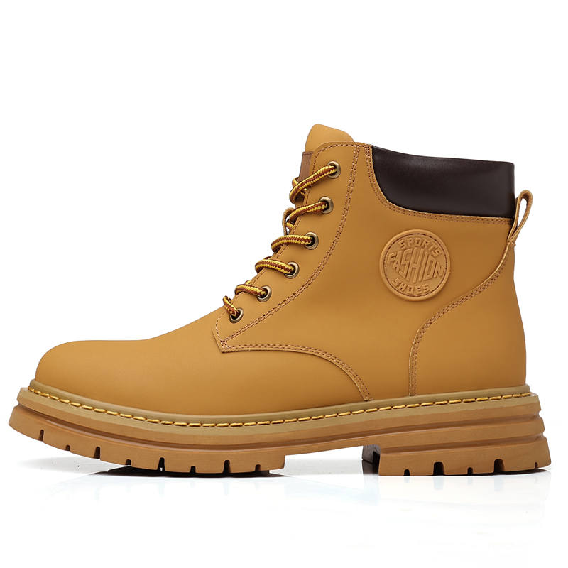 BAILUNHAN BAILUNHAN Cow Split Leather Short Mid Calf Combat Boots Men's