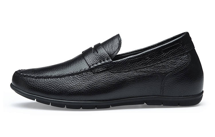 He Jinchang Top Grain Cow Leather Casual Shoes Men's Black