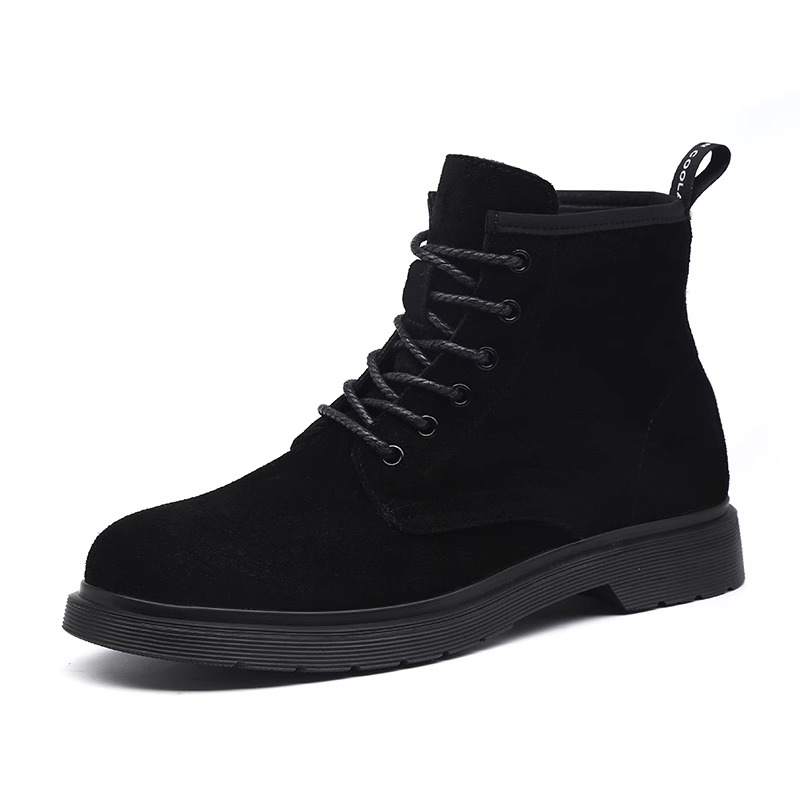 Devanro Devanro Cow Leather Short Combat Boots Men's Black