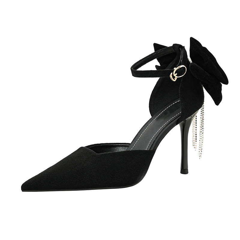 Beijiani Suede Slim Heel High Heels 8cm Women's Black