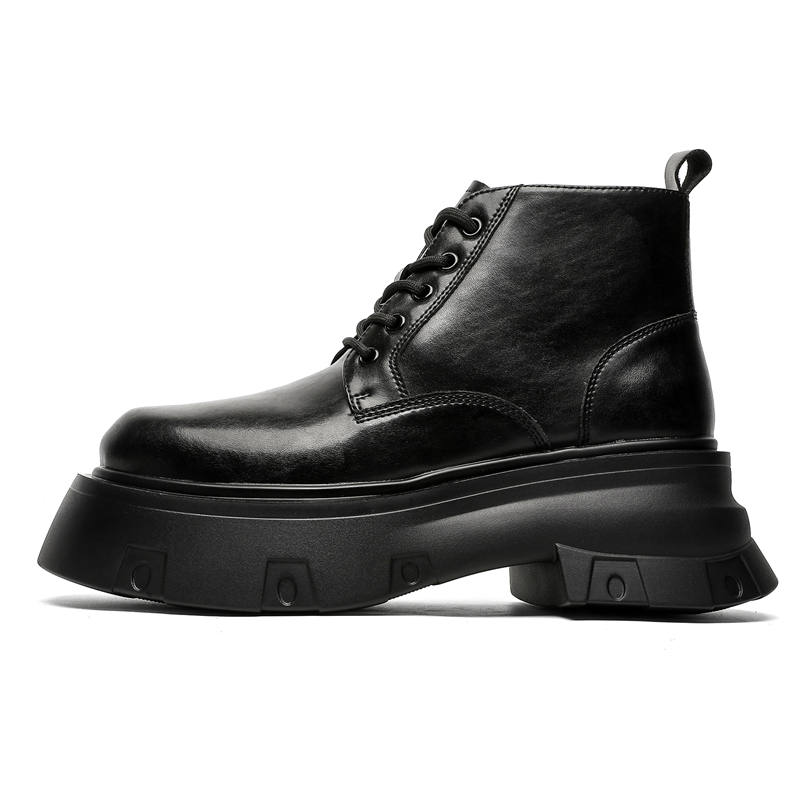 WEISHIBANGWEI WEISHIBANGWEI Microfiber Leather Short Combat Boots Men's Black