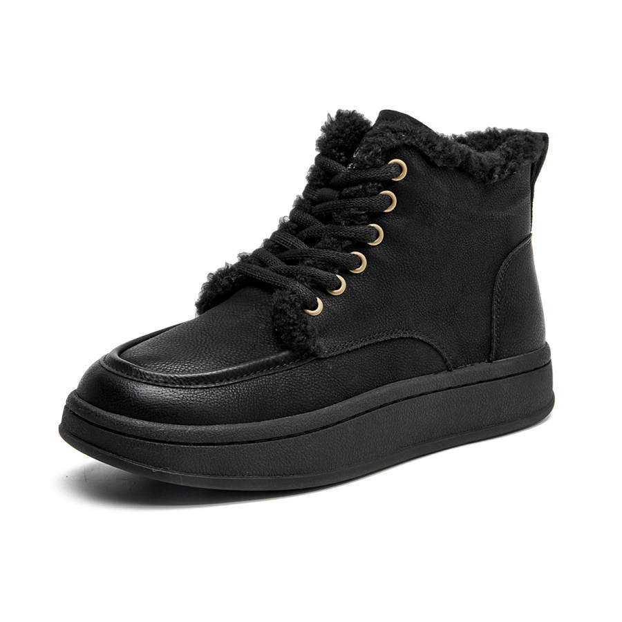 AOKANG PU Short Combat Boots 3.5cm Women's Black