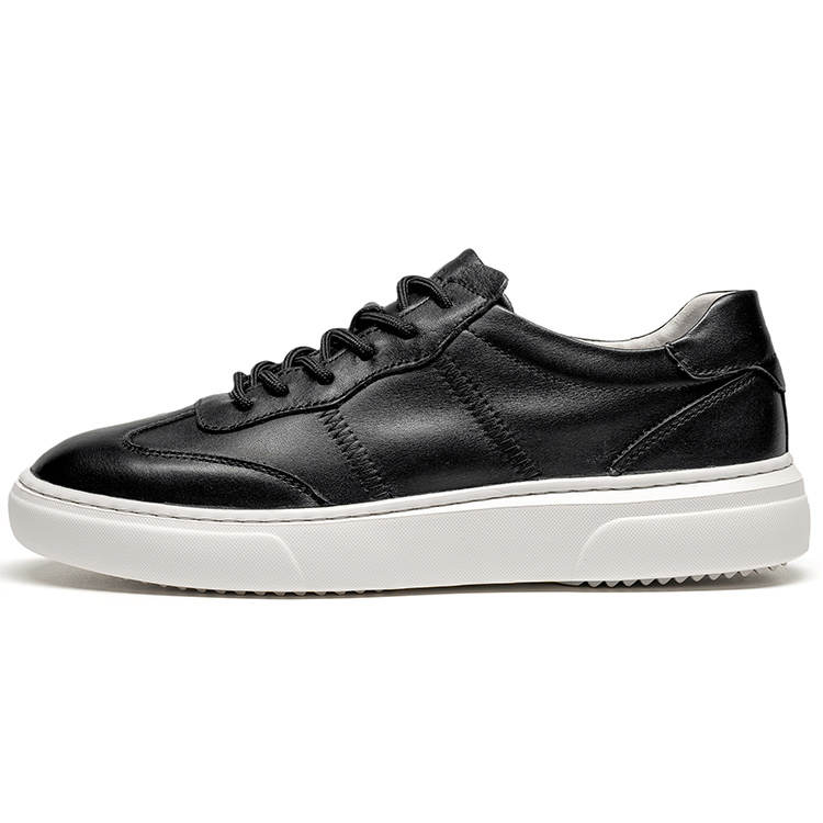 LEAVELAND Cow Leather Low top Skateboard Shoes Men's Black